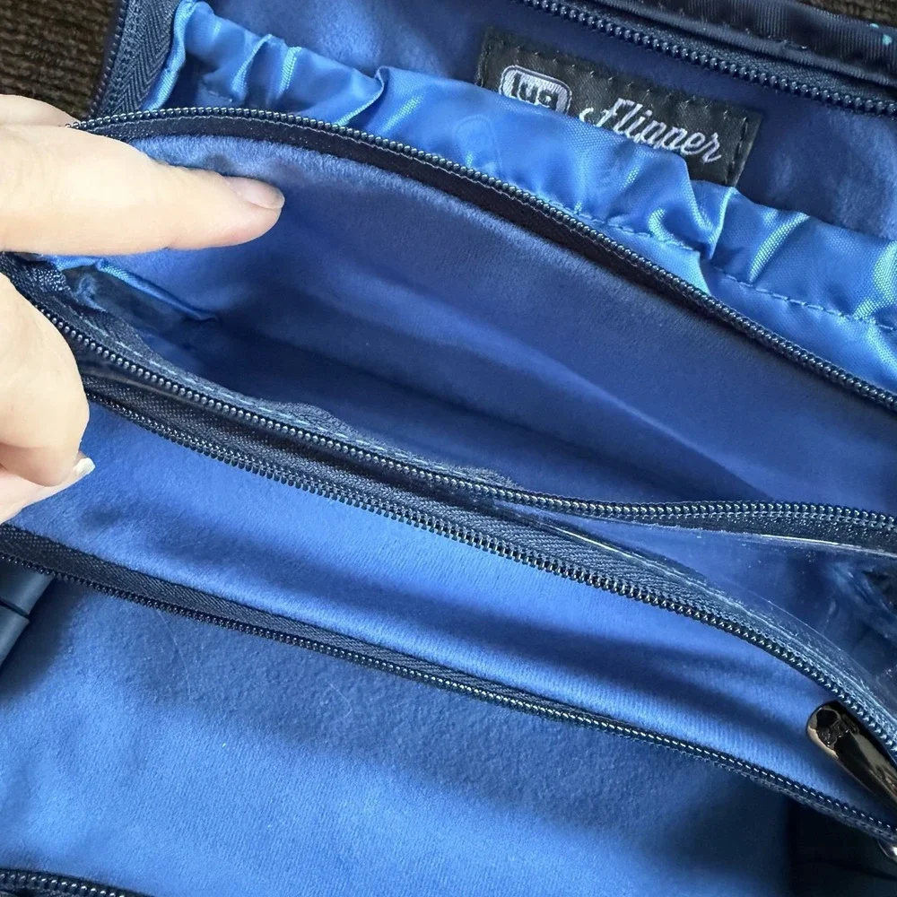 Lug Flipper Jewelry Makeup Organizer Travel Clutch in Fireworks Navy Blue 🎆